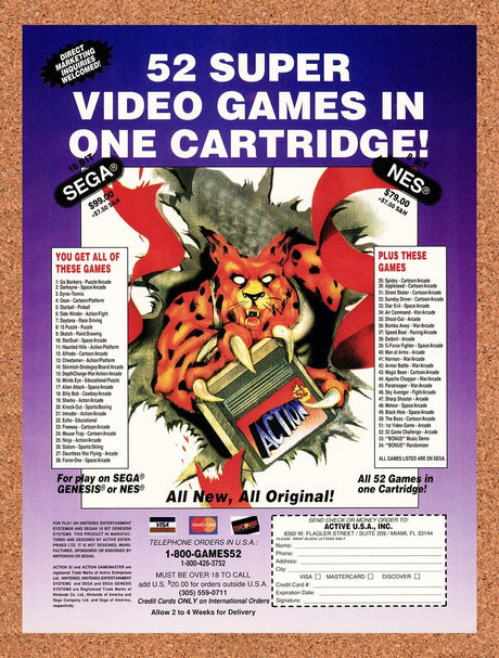 1994 Action 52 SNES Original Advertisement / Retro Promo v2