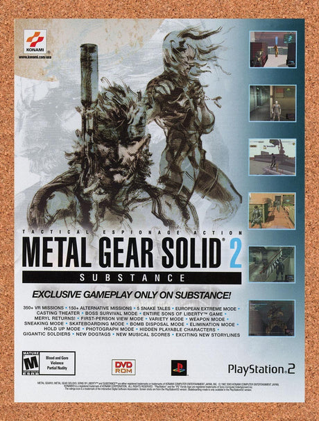 2003 Metal Gear Solid 2 Substance PS2 Original Advertisement / Retro Promo v1