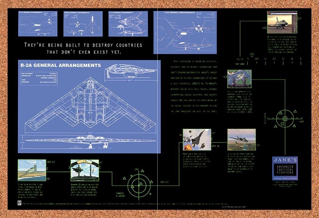 1996 Janes Advanced Tactical Fighters PC Original Advertisement / Retro Promo v1