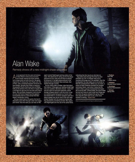 2009 Alan Wake Xbox 360 Original Advertisement / Retro Promo vr1