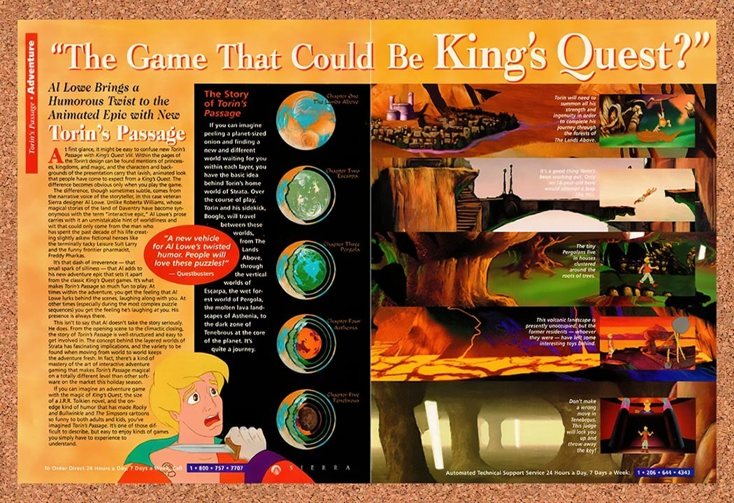 1995 Torin's Passage PC Original Advertisement / Retro Promo v1