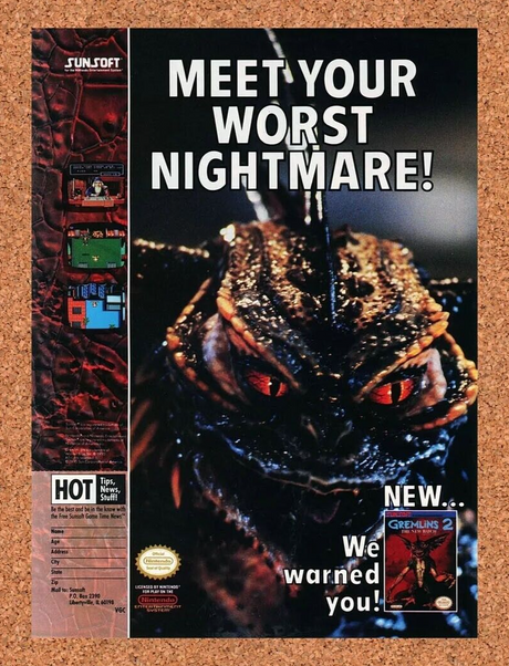 Gremlins 2 NES Original 1992 Ad Authentic Nintendo Movie Video Game Promo