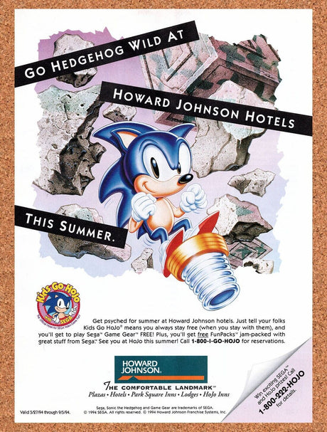 1994 Sonic Howard Johnson Original Advertisement / Retro Wall Art v4