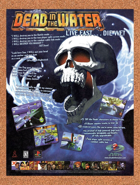 1998 Dead In The Water PS1 Original Advertisement / Retro Wall Art v1
