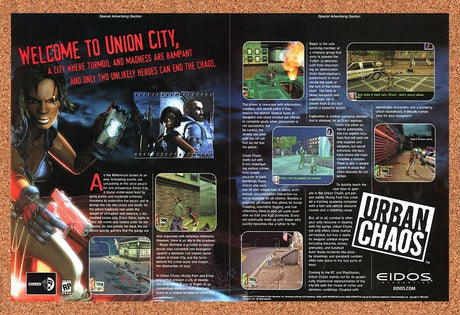 Urban Chaos PC Original 1999 Ad Authentic Mucky Foot Action Video Game Promo v3