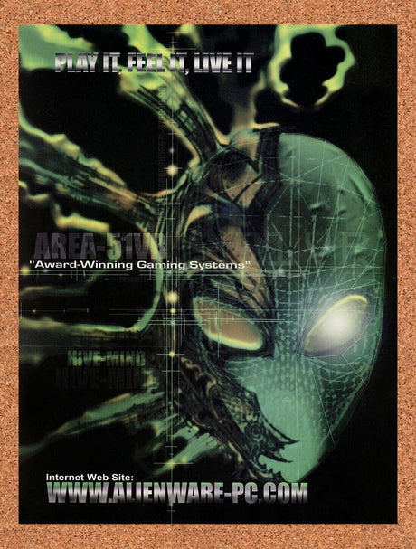 Alienware Gaming PC Original 2001 Ad Authentic Alien Area-51 Retro Tech Promo