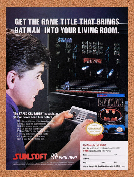 1990 Batman NES Original Advertisement / Retro Wall Art v6