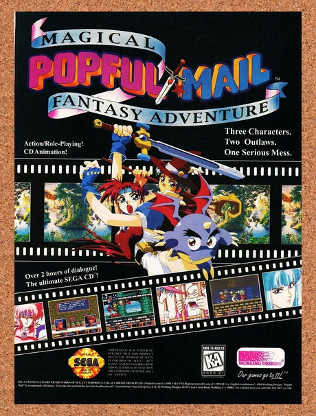 Popful Mail Sega CD Original 1992 Ad Authentic Working Designs Game Promo