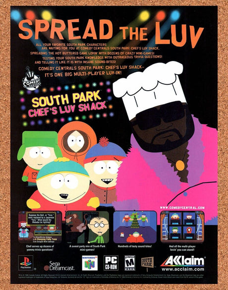 South Park Chefs Luv Shack N64 Original 2000 Vintage Ad - Video Game Promo