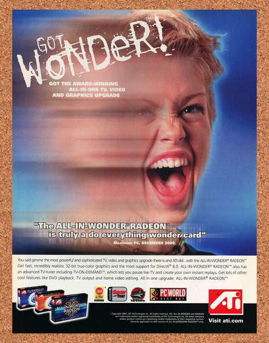 ATI Radeon 32-Bit All In Wonder Original 2002 Ad Authentic PC Video Card Promo