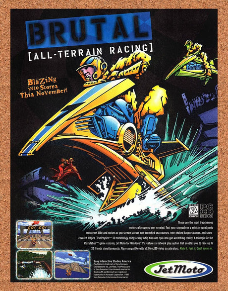 Jet Moto PC Original 1999 Print Ad Authentic Racing Video Game Art Promo