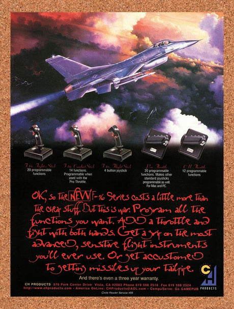 CH Products Flight Sticks Original 1995 Vintage Ad - Video Game Promo