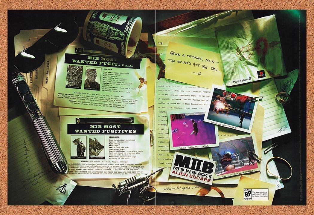 2002 Men In Black MIB I Alien Escape PS2 Original Advertisement / Retro Promo v2