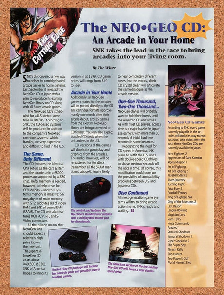 1995 Neo Geo CD Arcade In Your Home Review Original Ad / Retro Wall Art v3