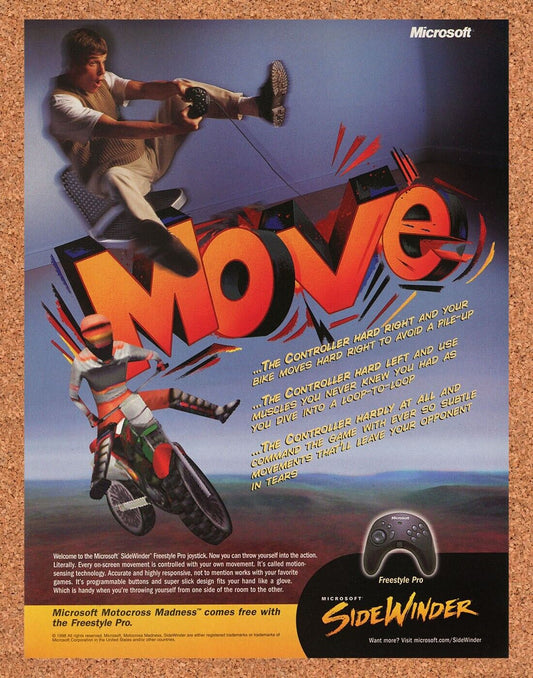 Microsoft SideWinder FreeStyle Pro Original 2000 Ad Authentic Retro Tech Promo