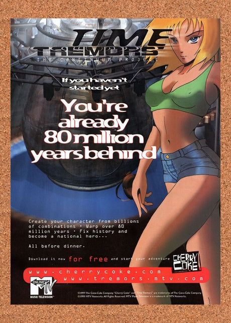1999 Time Tremors MTV Online Game Original Advertisement / Retro Wall Art v1