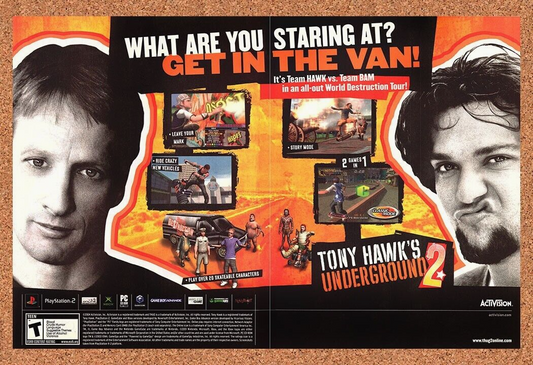 Original 2003 Tony Hawk's Underground 2 PS2 Vintage Ad - Video Game Art Promo