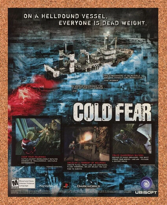 Cold Fear PS2 Original 2006 Ad Authentic Ubisoft Video Game Promo