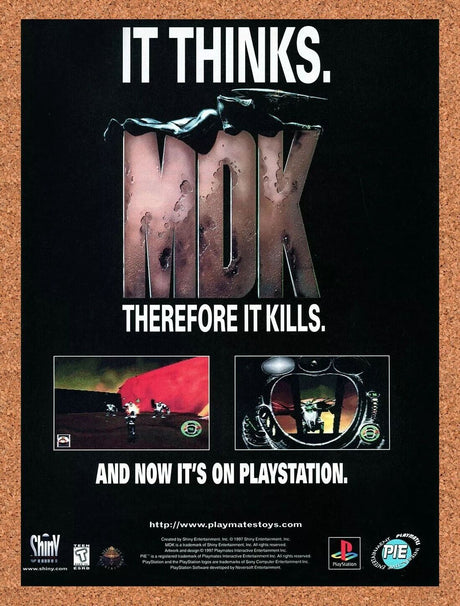 MDK PS1 Original 1999 Ad Authentic PlayStation Video Game Promo