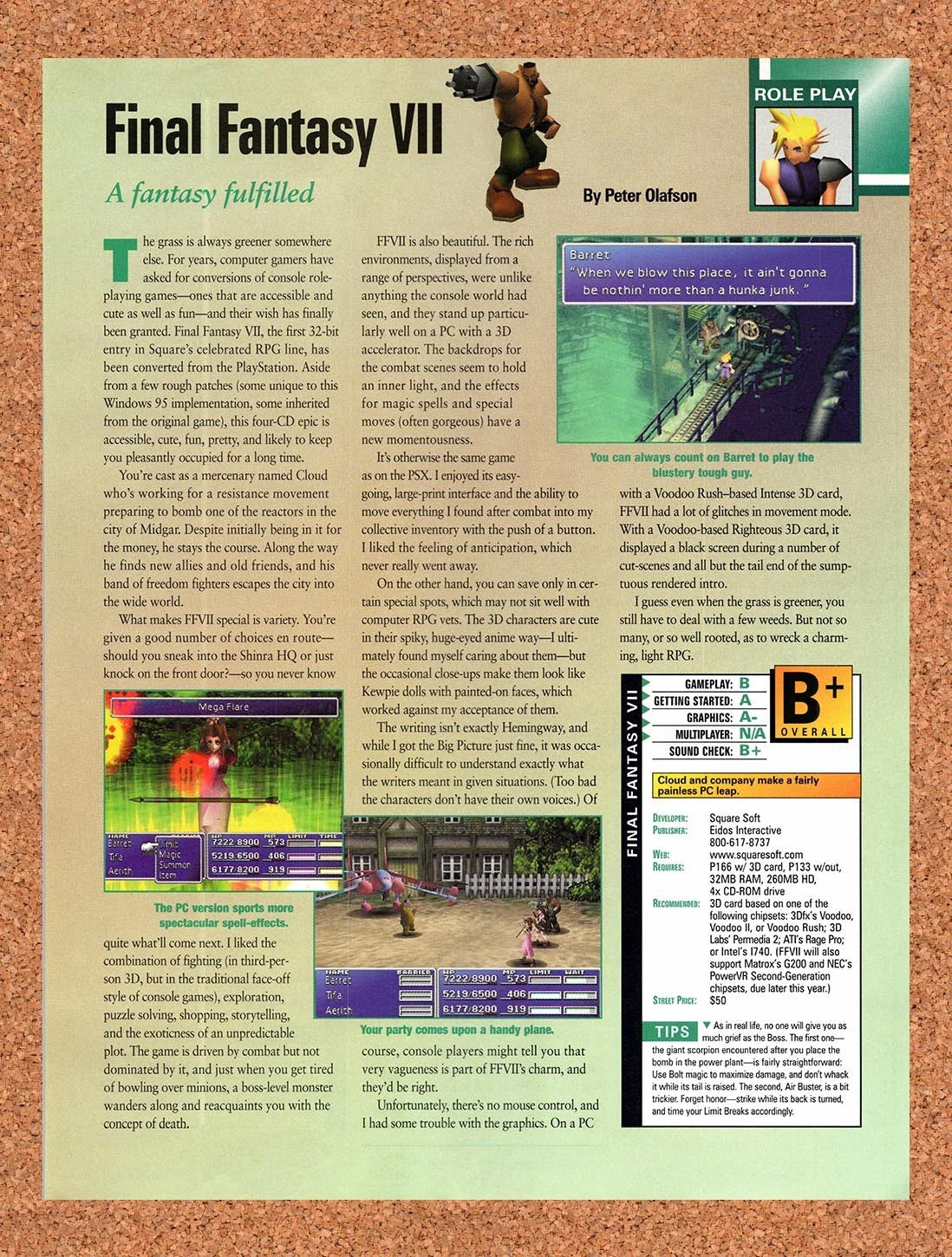 1998 Final Fantasy VII PC Preview Original Advertisement / Retro Promo vr11