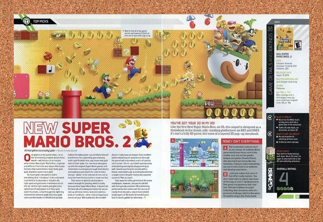 Super Mario Bros 2 3DS Original 2013 Ad Authentic Nintendo Video Game Promo