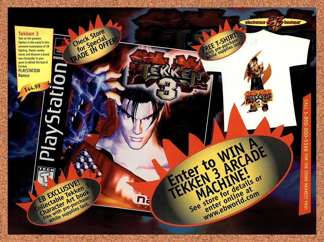 1998 Tekken 3 EB Games Original Advertisement / Retro Promo v4