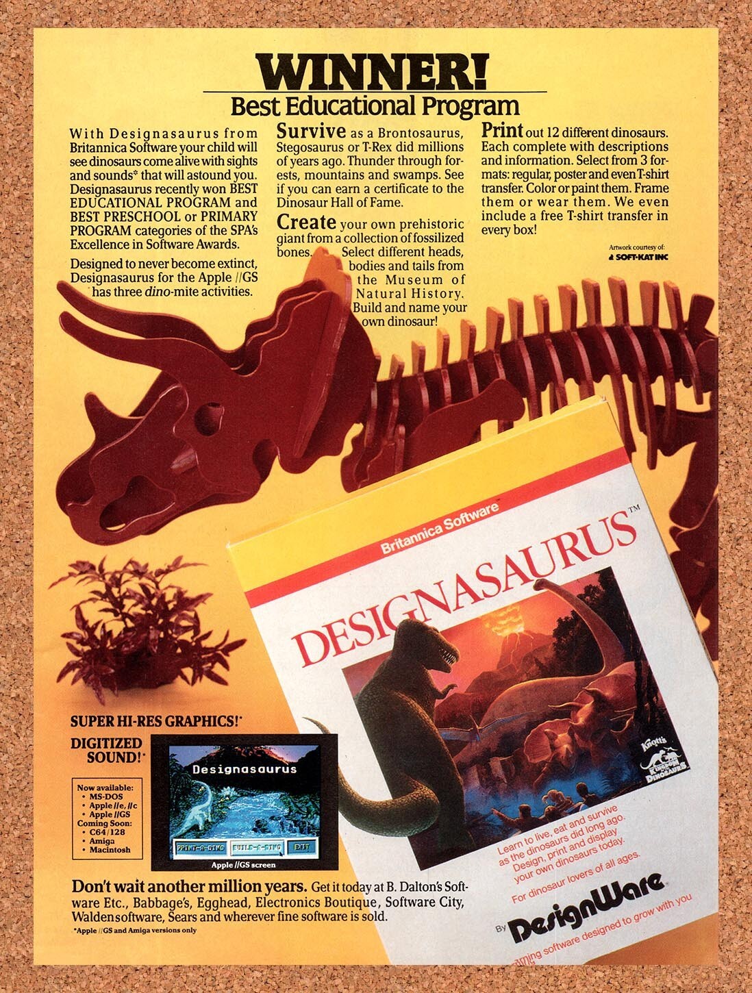 1989 Designasaurus Amiga Original Advertisement / Retro Wall Art v1