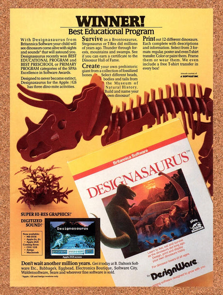 1989 Designasaurus Amiga Original Advertisement / Retro Wall Art v1