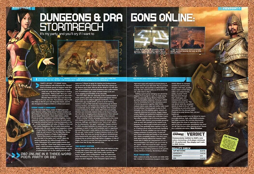 Dungeons & Dragons Online Stormreach PC Original 2005 Vintage Ad - Review Promo