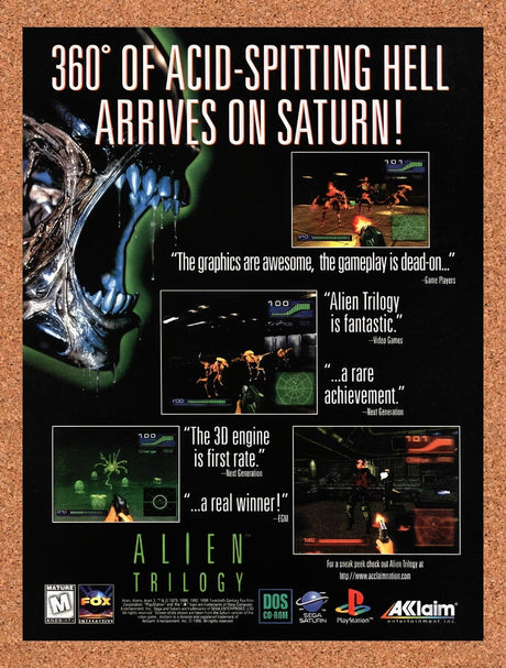 1996 Alien Trilogy Saturn Original Advertisement / Retro Promo v1