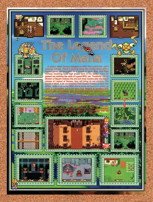 1992 Secret Of Mana Japanese Release Original Advertisement / Retro Wall Art v4