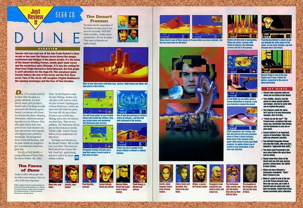 1994 Dune Sega CD Original Advertisement / Retro Promo vr1