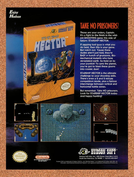 1990 Starship Hector NES Original Advertisement / Retro Promo v1