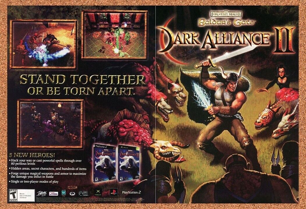 Baldur's Gate Dark Alliance II PS2 Original 2002 Ad PS2 MMO Video Game Promo