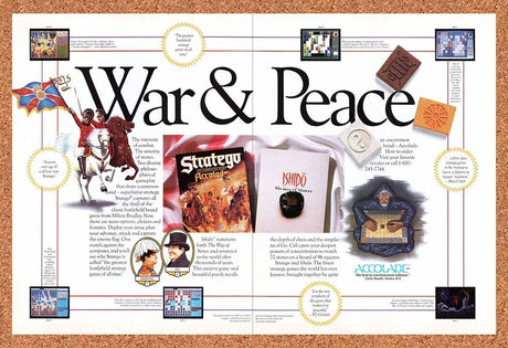 Accolade PC Games Original 1991 Vintage Ad - Stratego Ishido Promo