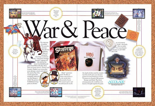 Accolade PC Games Original 1990 Vintage Ad - Stratego Ishido Promo