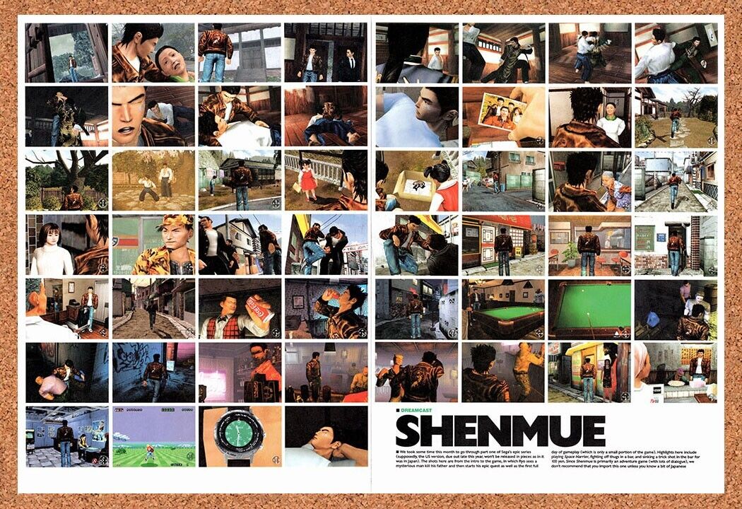 Shenmue Dreamcast Original 1999 Vintage Ad - Video Game Review Promo