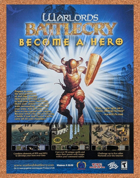 Warlords Battlecry PC Original 2002 Ad Authentic SSI Online RTS Video Game Promo