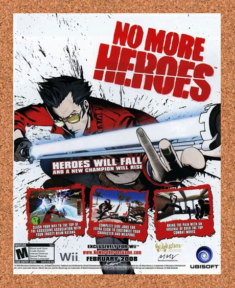 No More Heroes Wii Original 2009 Ad Authentic Nintendo Video Game Promo