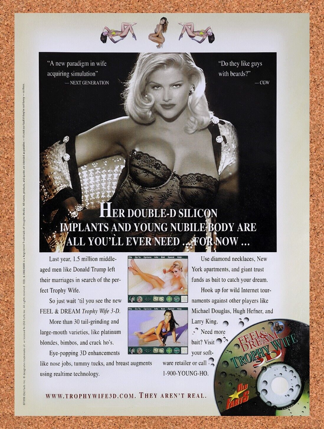 1999 Feel & Dream Trophy Wife 3D PC Original Advertisement / Retro Wall Art v1
