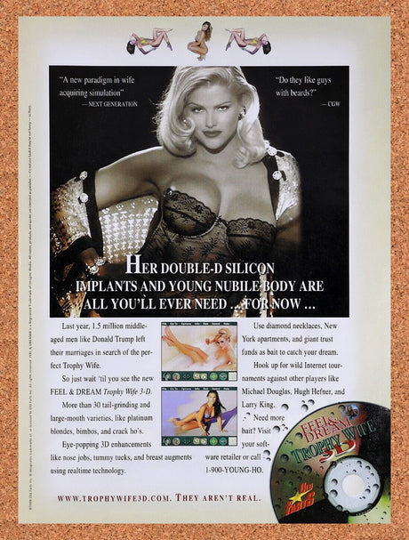 1999 Feel & Dream Trophy Wife 3D PC Original Advertisement / Retro Wall Art v1