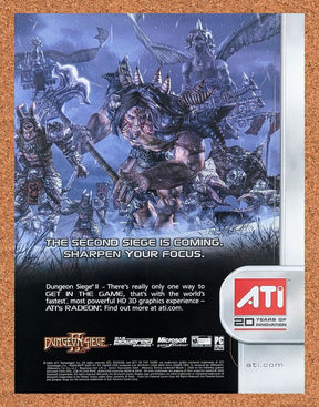 Dungeon Siege II PC Original 2007 Ad Authentic ATI Radeon Video Game Promo