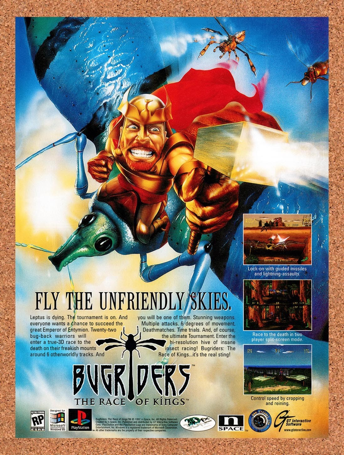 1997 Bugriders The Race Of Kings PS1 Original Advertisement / Retro Promo v1
