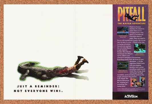 Pitfall Mayan Adventure SNES Original 1993 Ad Authentic Funny Video Game Promo