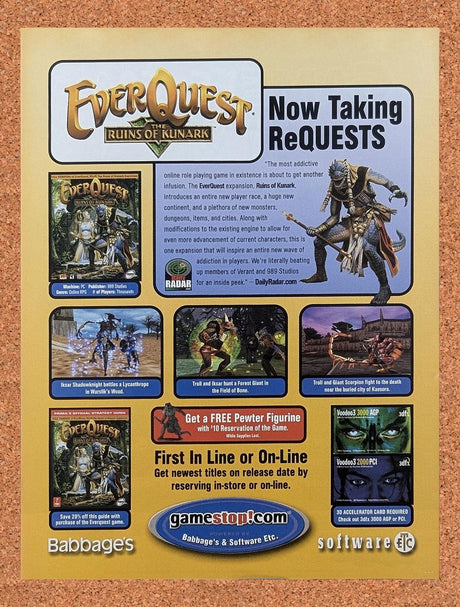 2000 EverQuest Ruins Of Kunark GameStop Original Advertisement / Retro Promo v3