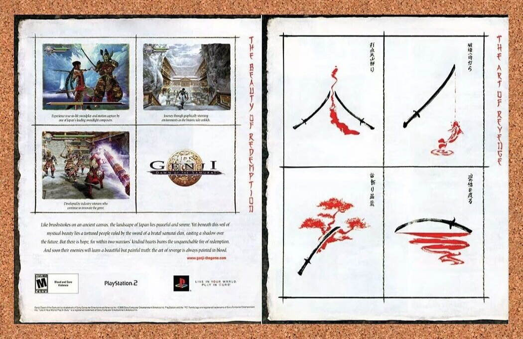 Genji Dawn Of The Samurai PS2 Original 2007 Ad Authentic Video Game Promo