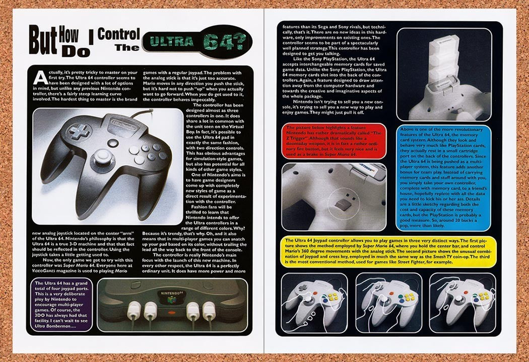 1996 Nintendo N64 First Look Ultra 64 Controls Original Ad / Promo cv12