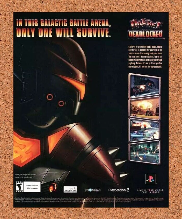 Ratchet Deadlocked PS2 Original 2005 Ad Authentic Video Game Promo