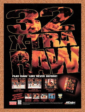1995 WWF RAW Sega 32x Original Advertisement / Retro Wall Art v3