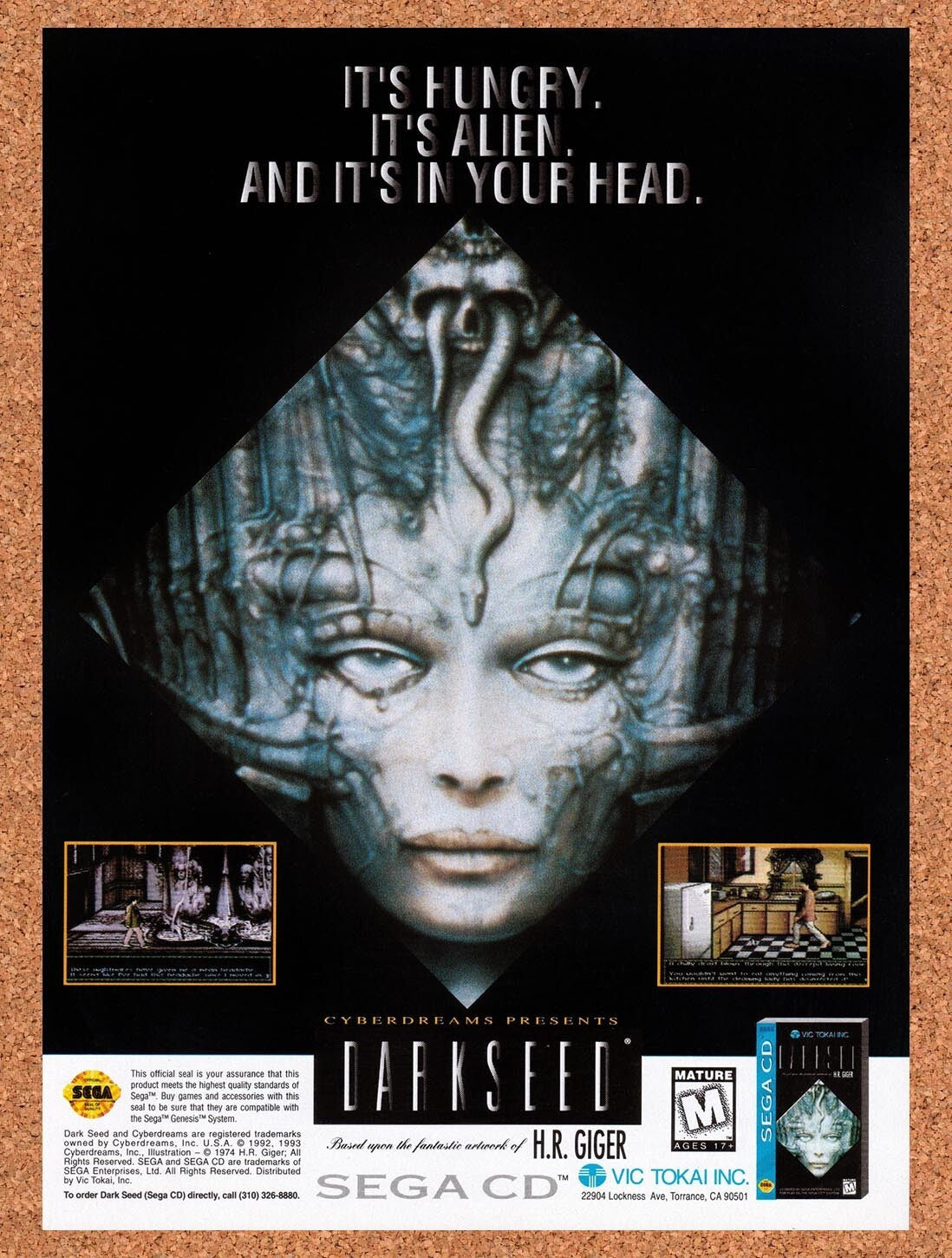 1995 Darkseed Sega CD Original Advertisement / Retro Wall Art v1